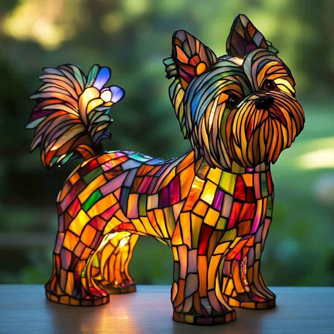 Dog Stained Glass Table Lamp