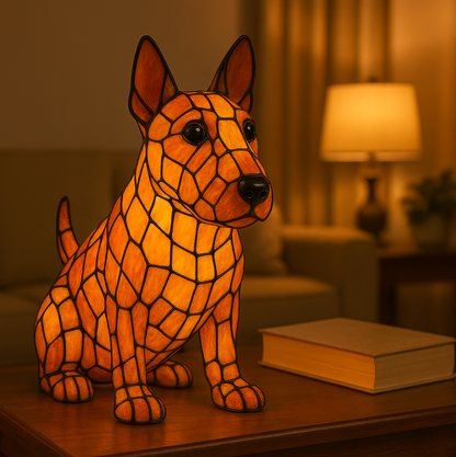 Dog Stained Glass Table Lamp