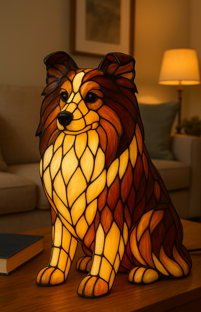 Dog Stained Glass Table Lamp