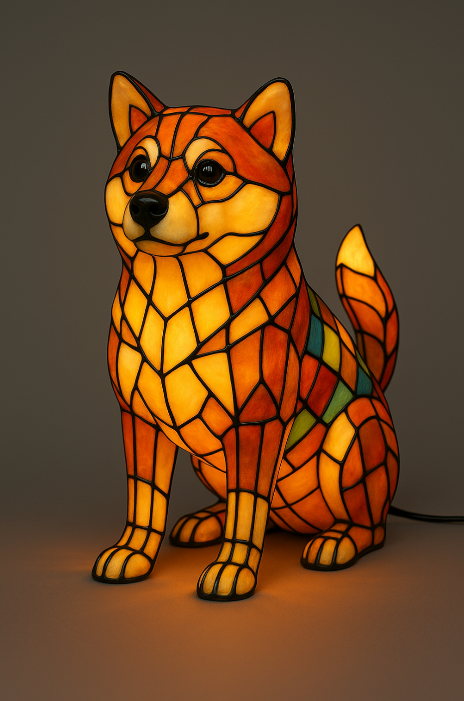 Dog Stained Glass Table Lamp