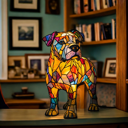Stained Glass Staffy Dog Lamp