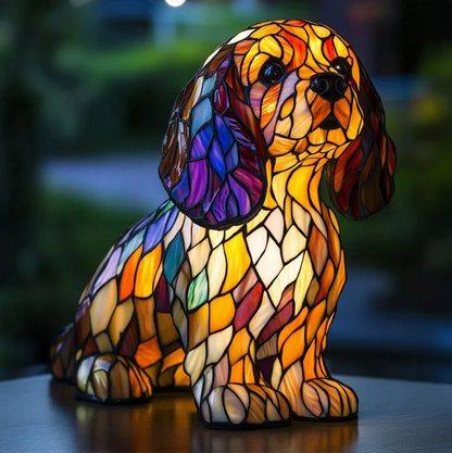 Dog Stained Glass Table Lamp